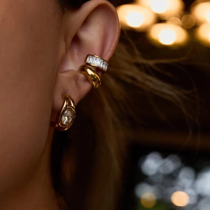 Clips Pendientes Chapado En Oro Estilo Clásico