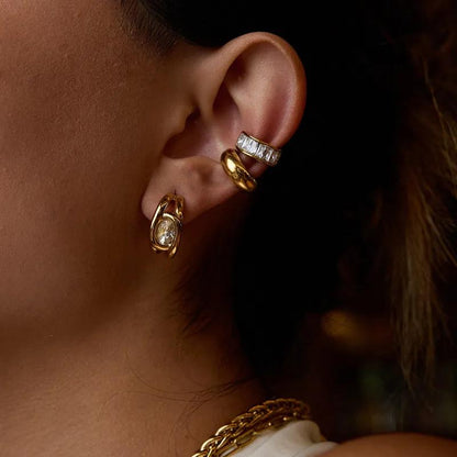 Clips Pendientes Chapado En Oro Estilo Clásico